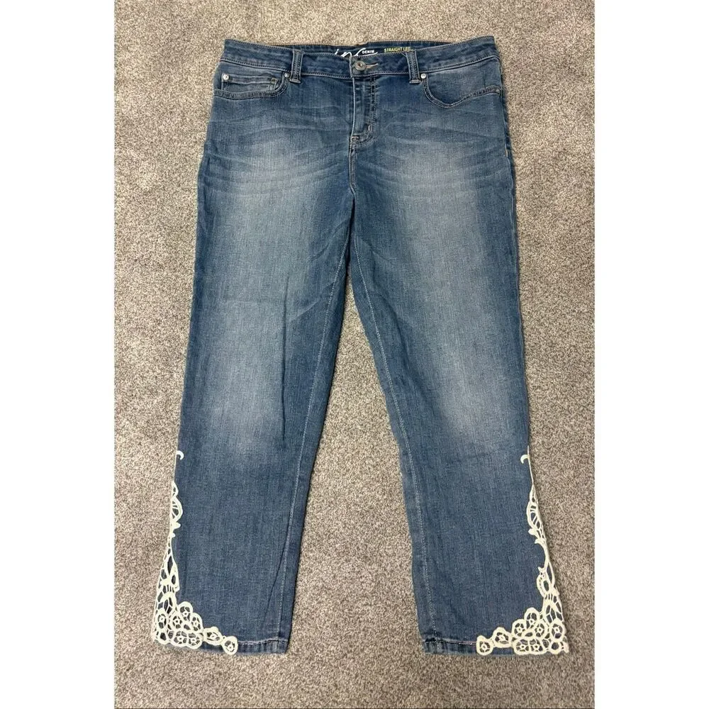 Inc. Denim straight leg regular fit crop jeans size 12.